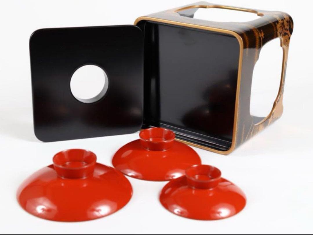 輪島塗 山水研出し蒔絵黒漆屠蘇器 塗師大崎庄右衛門 大崎庄右エ門