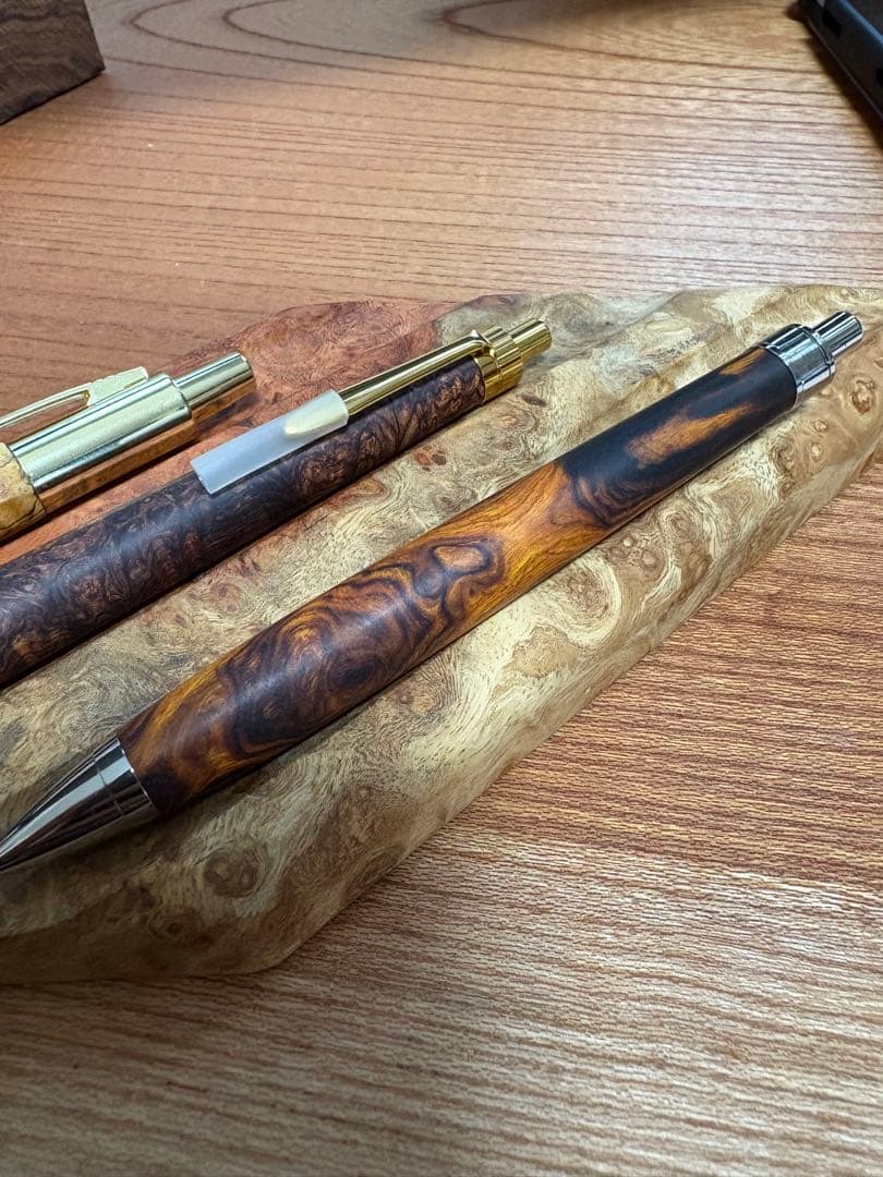547極上　デザートアイアンウッド瘤杢　木軸シャーペン　ボールペン