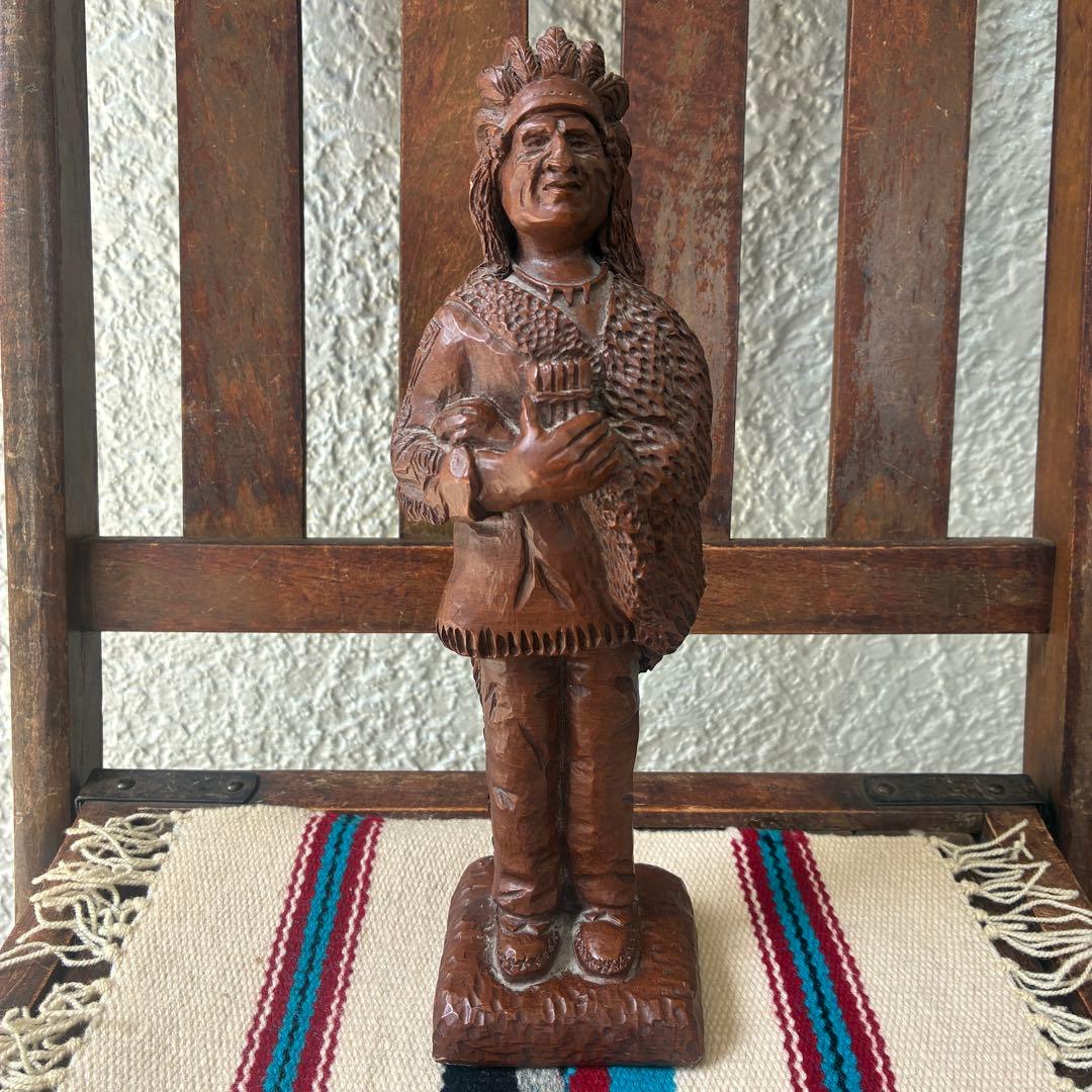 貴重！90's ネイティブアメリカン　インディアン立像置物USAヴィンテージ雑貨