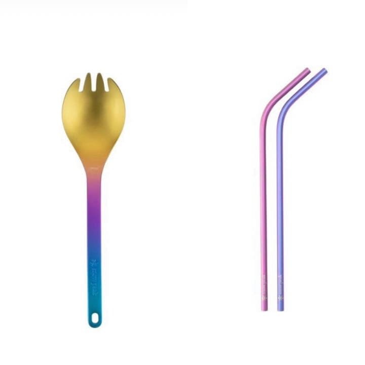 スノーピーク 雪峰祭 2022 春 レインボー 先割れスプーン ストロー セット