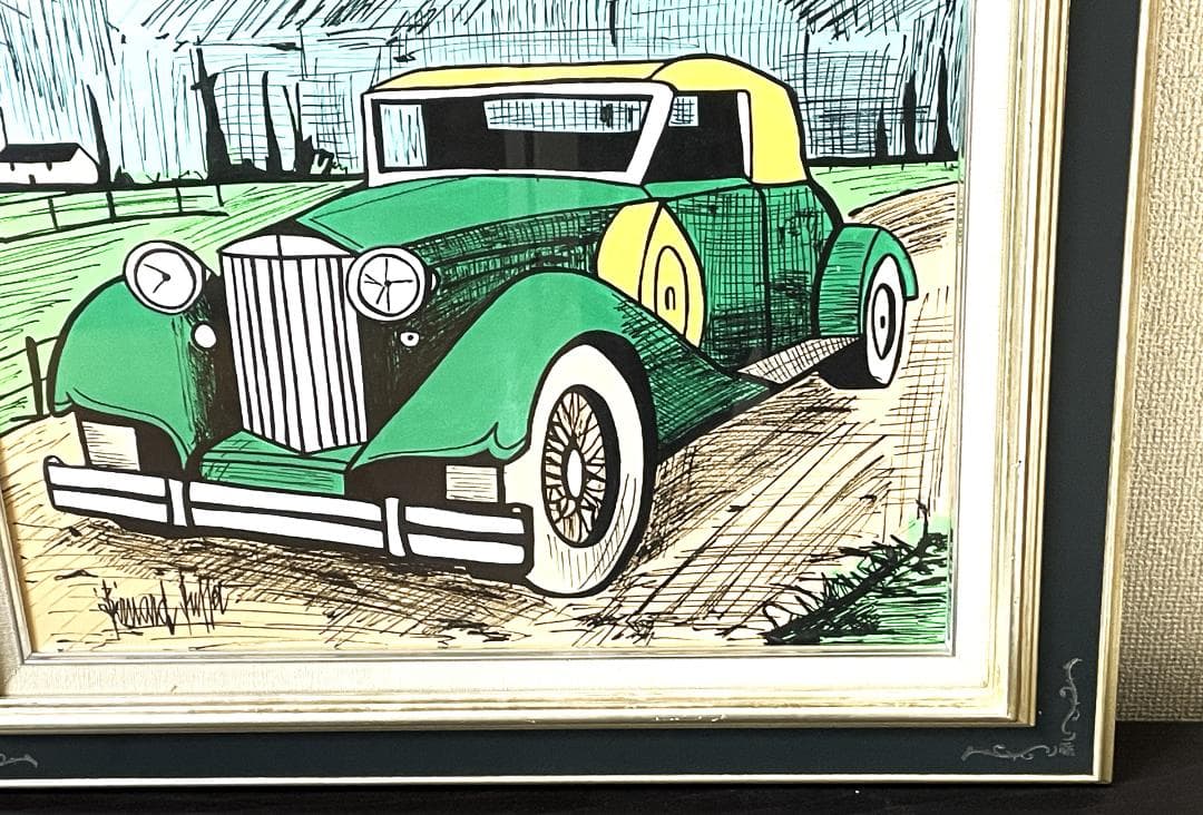 ベルナール•ビュッフェ　クラシックカー リトグラフ　サイン有り