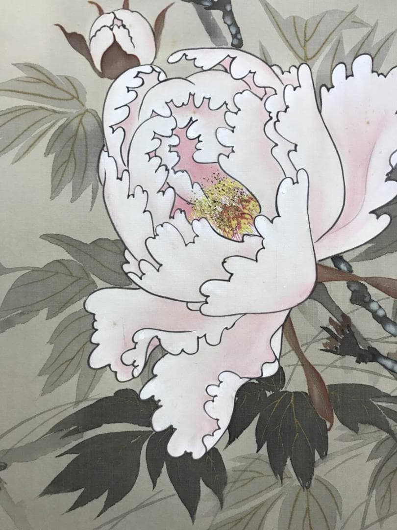 【真作】赤松雲嶺/牡丹に蜂図/花鳥図/花図/掛軸/名家伝来/AD-101