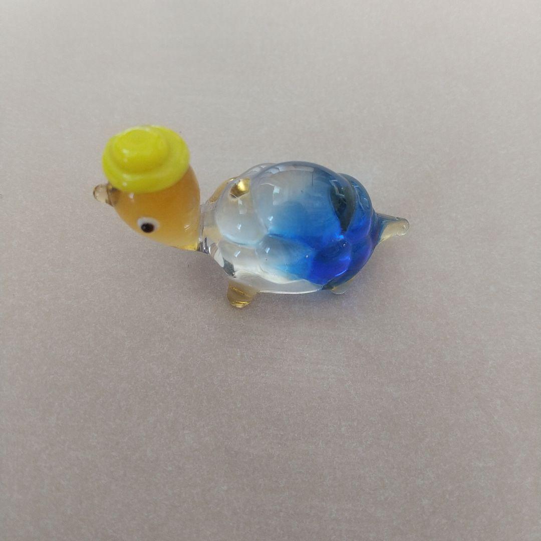 ガラス製カメの工芸品