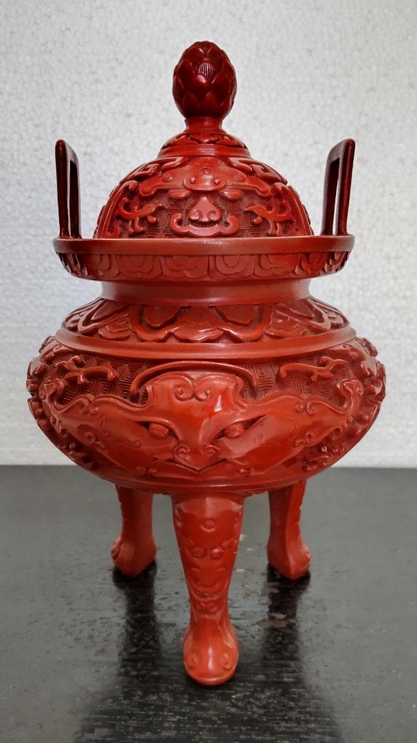 中国古玩　堆朱　ついしゅ　香炉