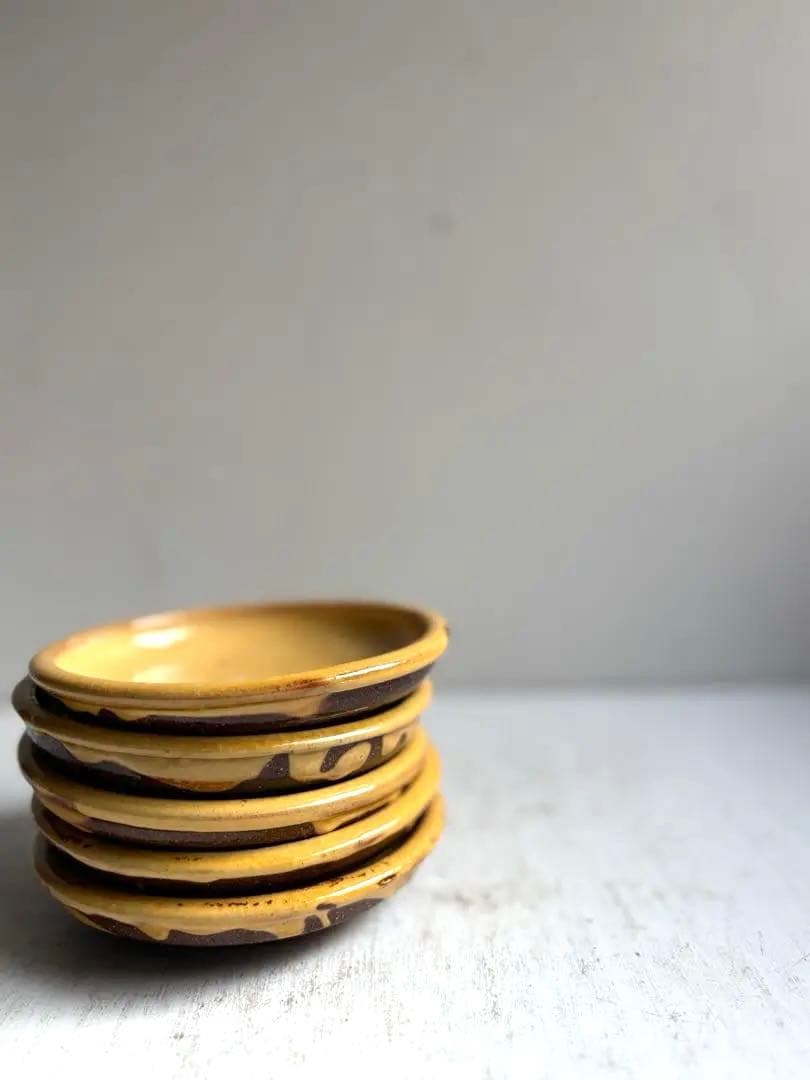 763 骨董 アンティーク 布志名焼 ガレナ釉皿 5点 民芸 柳宗悦 美品 明治