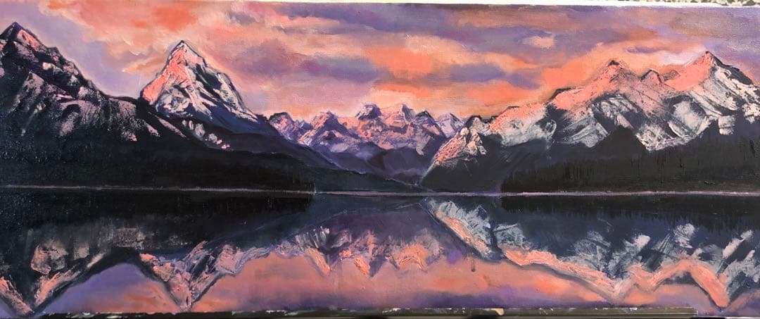 #油絵　#風景画　#山　一点もの　キャンバス　#ロッキー山脈