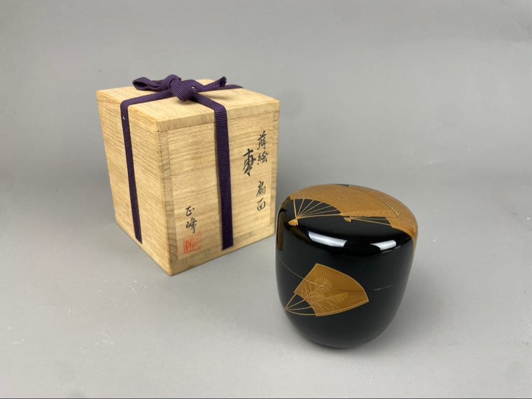 加賀蒔絵師 牧野正峰 最上位作 共箱共布付 茶道具 在銘扇面