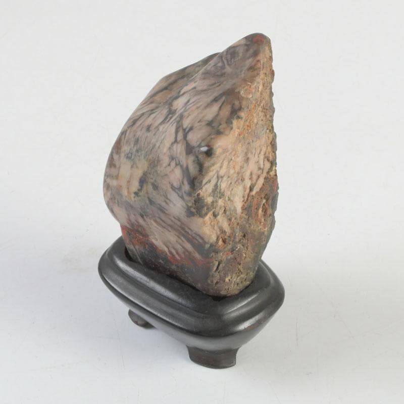 岐阜県根尾谷産　天然石　鑑賞石　菊花石　唐木台付　書付共箱　V　9425