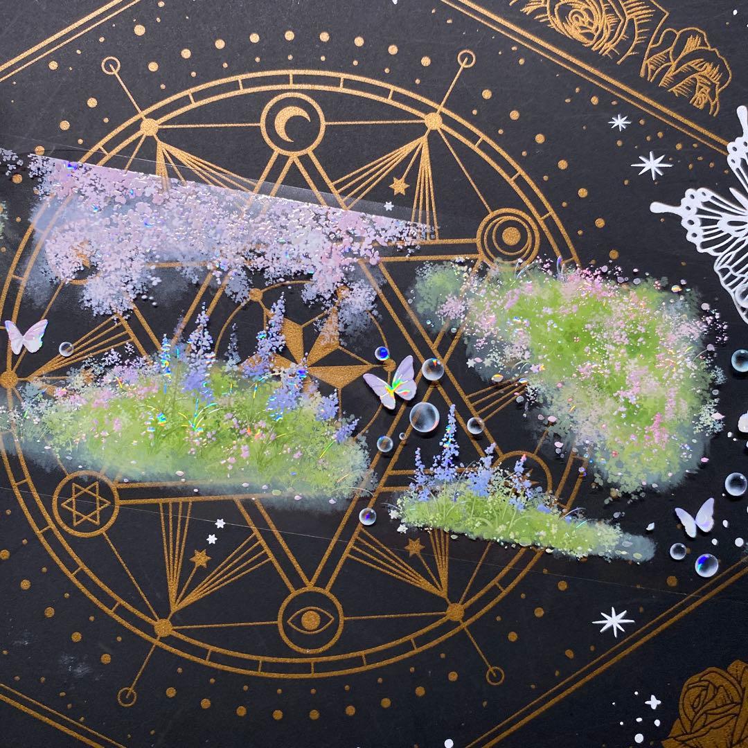 【9160】海外　中古巻　貝殻光マスキングテープ　半透明　芝生　お花　装飾系