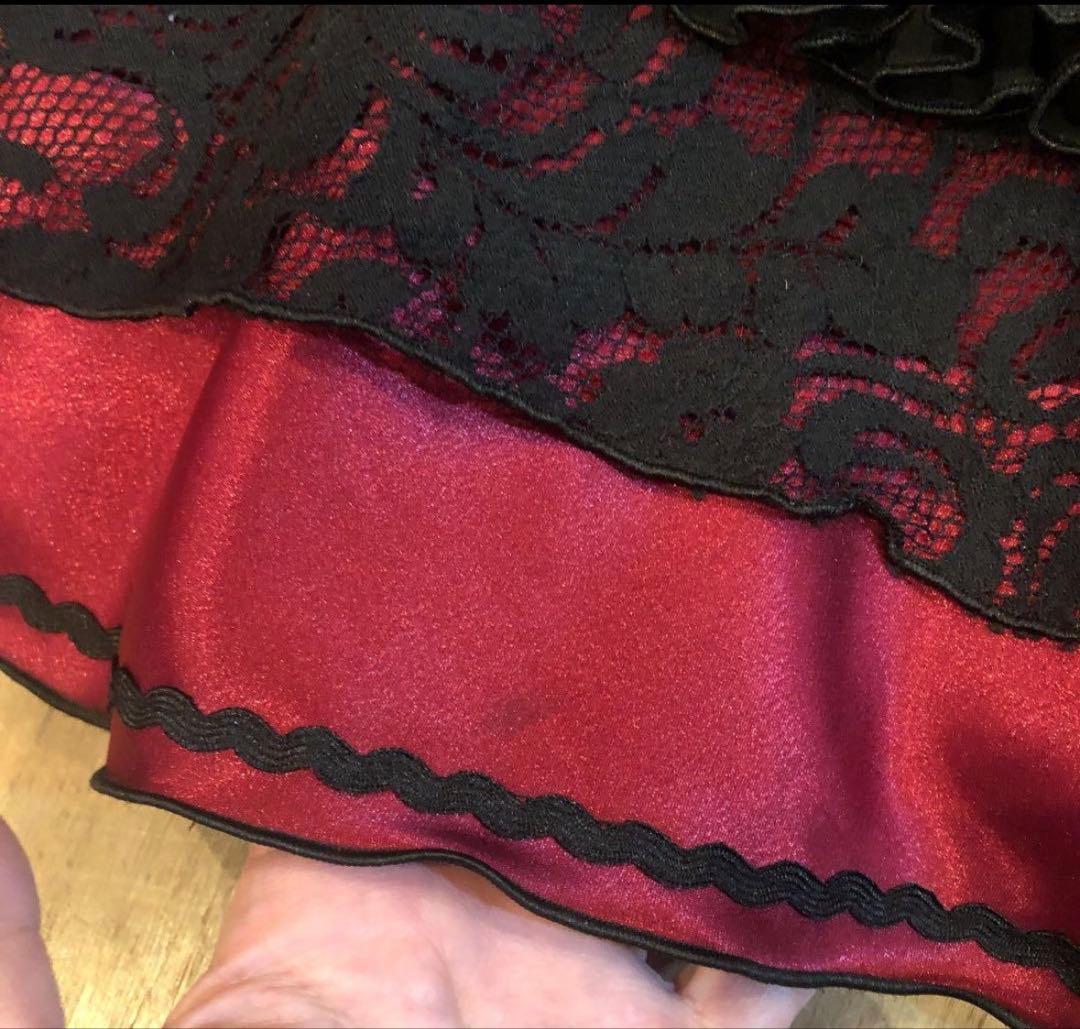 SONIA JOHNES フラメンコハイウェストファルダワインレッド色ＭＢサイズ