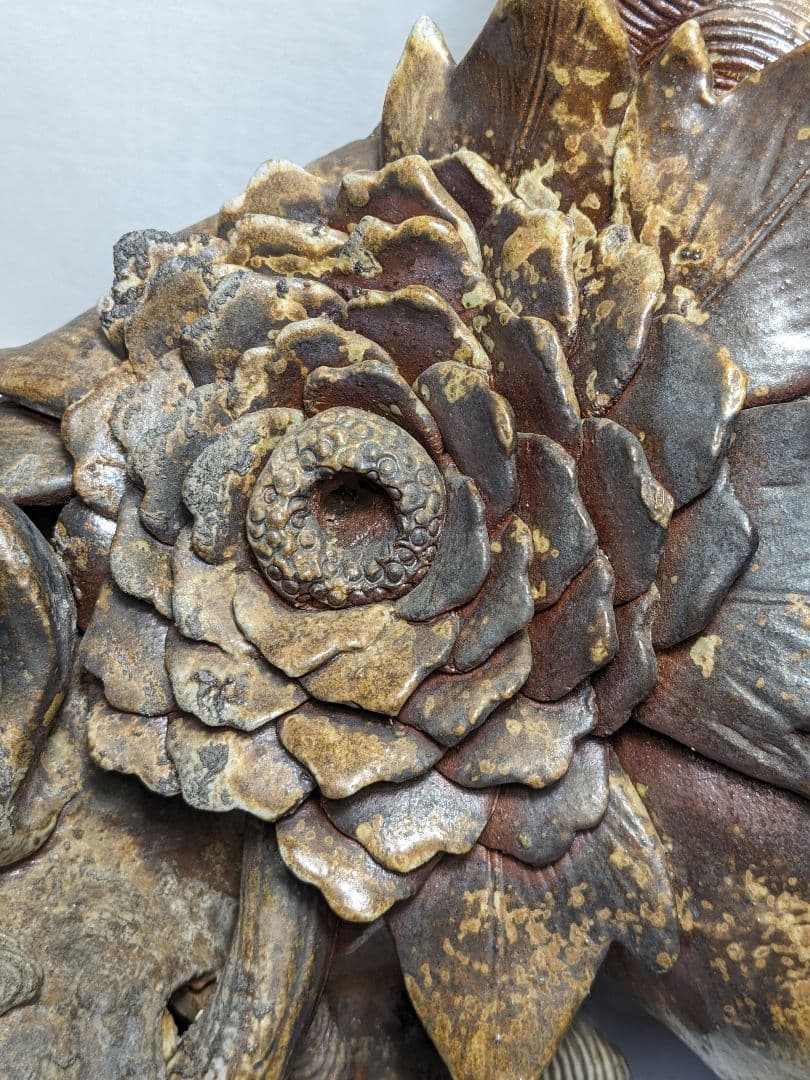 藤原陶臣 備前焼 牡丹獅子 置物 工芸品 厄除け 魔除け インテリア 縁起物