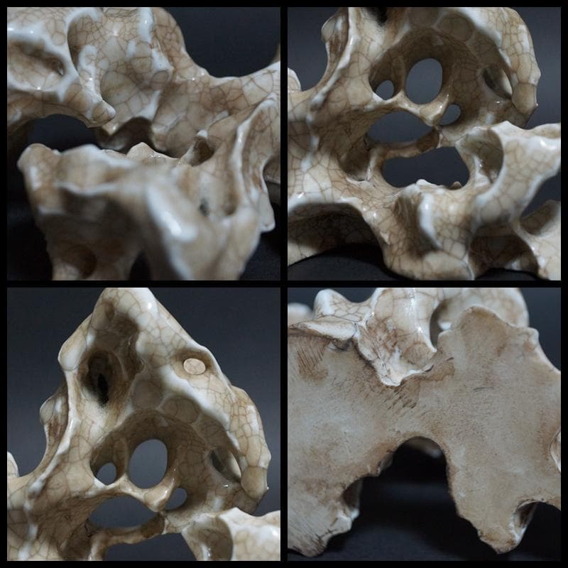 清 哥窯（かよう）太湖石型 造形筆置き 鑑賞石形置き物 書道具 文房具 文房四宝