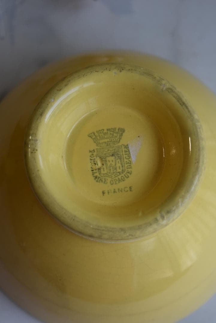 さるりす　可愛い黄釉カフェオレボウル　フランスアンティーク　ジアン