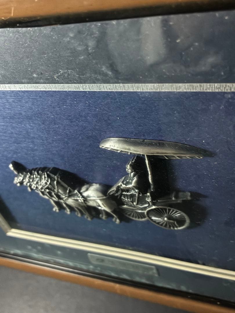 純銀 Ag999 馬車 立体額装｜公的検査証明書付中国 銀工芸 インテリアアート
