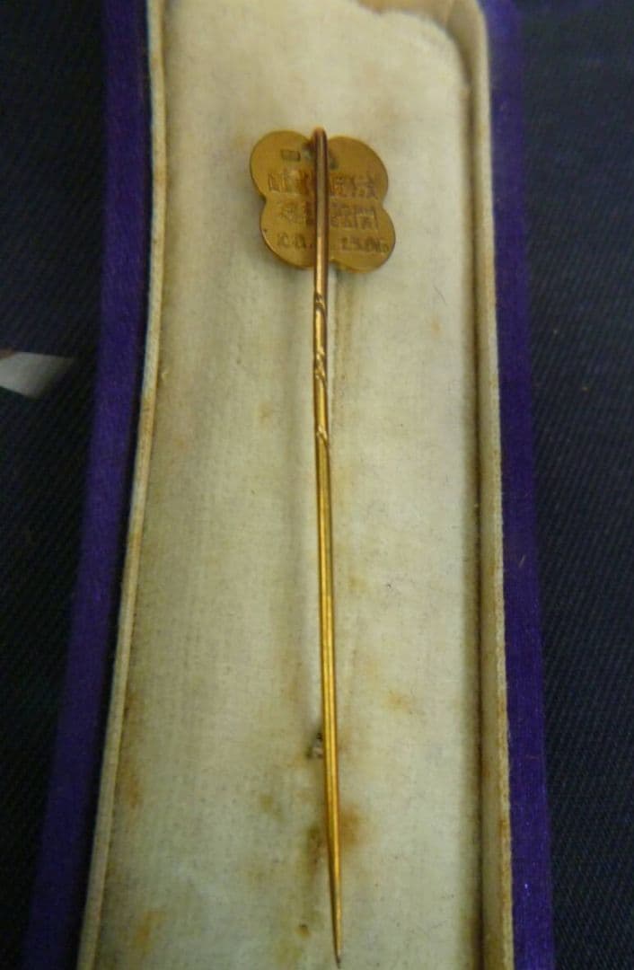 戦前 大正時代 金9 淺野圖書館開館記念 ハットピン ネクタイピン