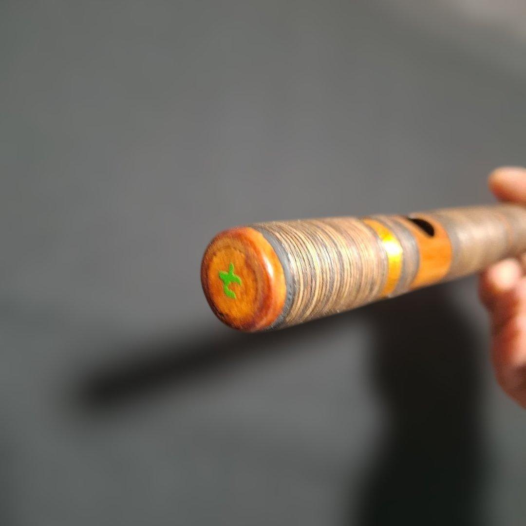 篠笛　古典調　7本調子　6穴　藤総巻き　拭漆仕上げ　超鐵仕様