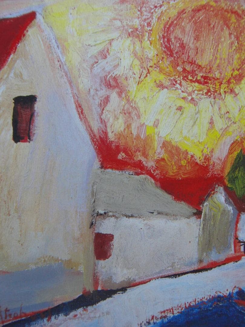 赤堀 尚「真夏のモレ郊外」、人気作品、希少画集・額装画、新品国産額にて額装付