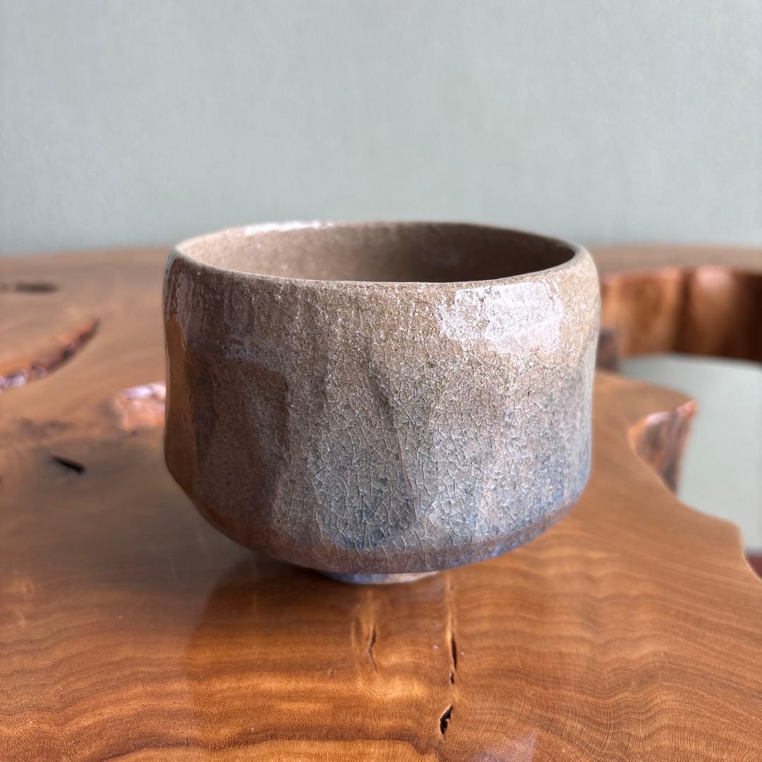 「藍彩茶碗」楽焼 三代 昭楽造 抹茶碗 茶道具 共箱（169Dc)