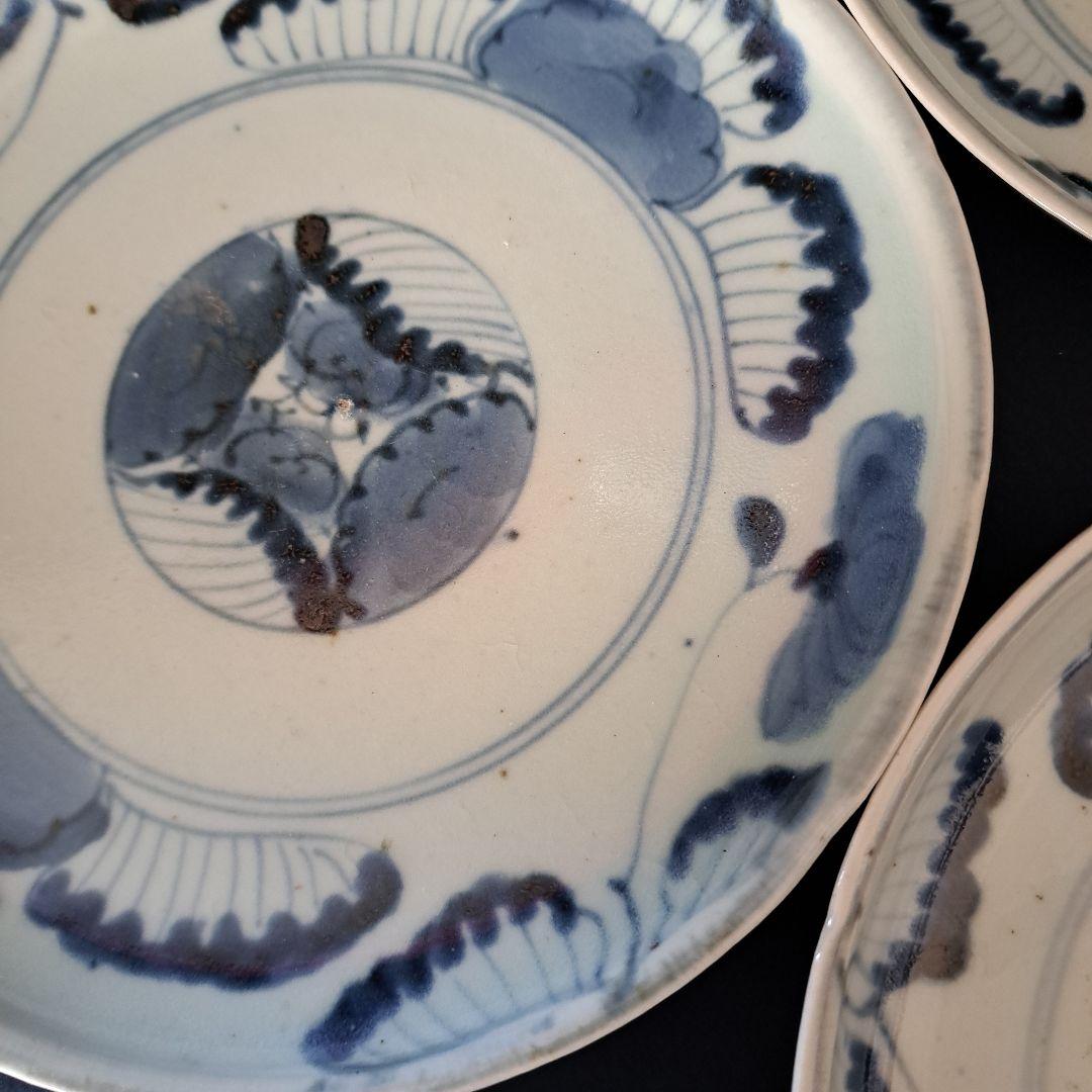 「江戸のお皿を食卓に！」 古伊万里染付皿(直径18cm ) 4客セット 骨董アン