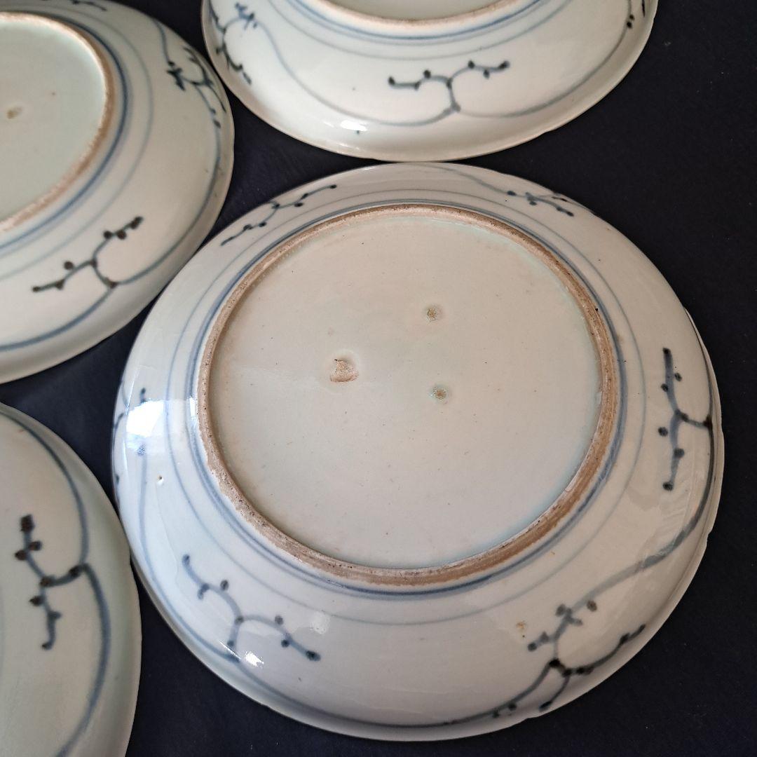 「江戸のお皿を食卓に！」 古伊万里染付皿(直径18cm ) 4客セット 骨董アン