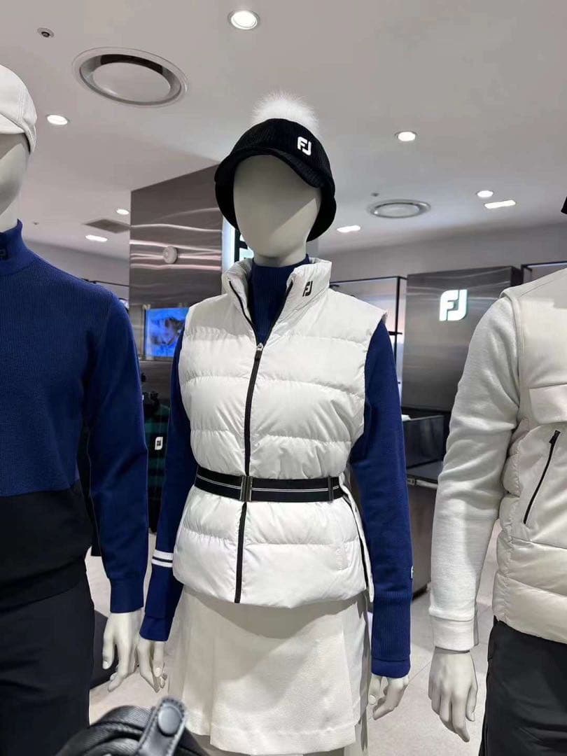 ゴルフウェア レディース ダウンベスト 白黒L