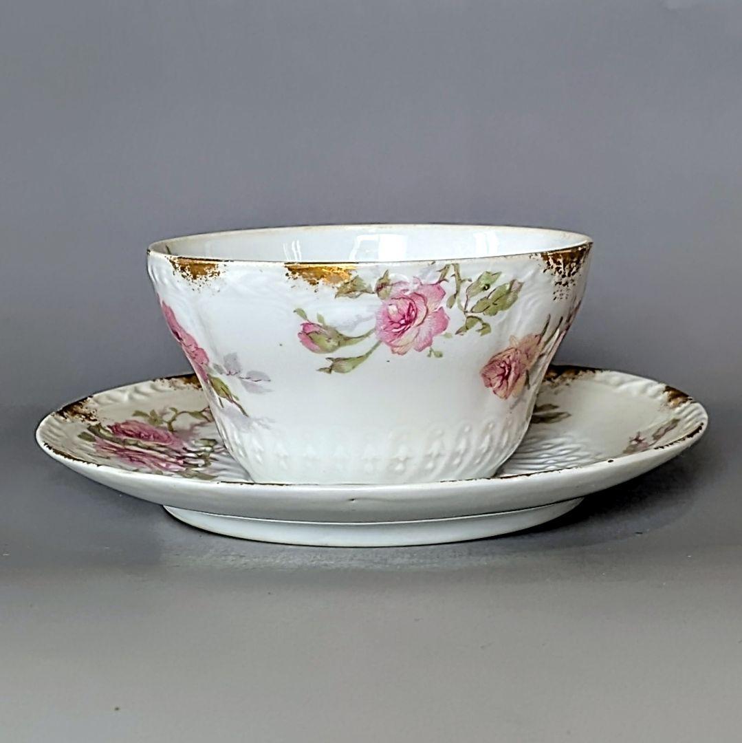 アビランド リモージュ　フランスアンティーク/薔薇暈し金彩/カップ&ソーサー