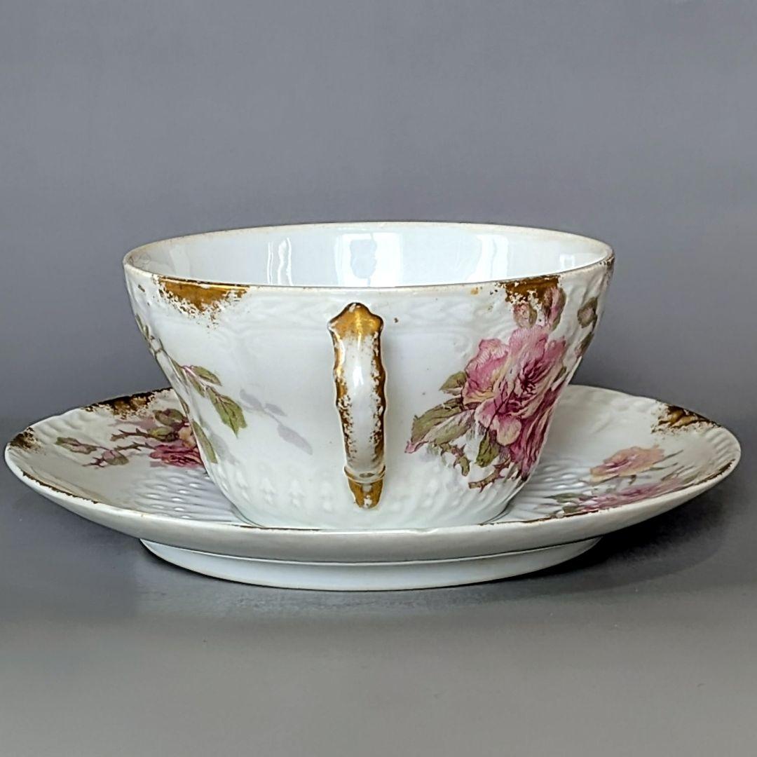 アビランド リモージュ　フランスアンティーク/薔薇暈し金彩/カップ&ソーサー