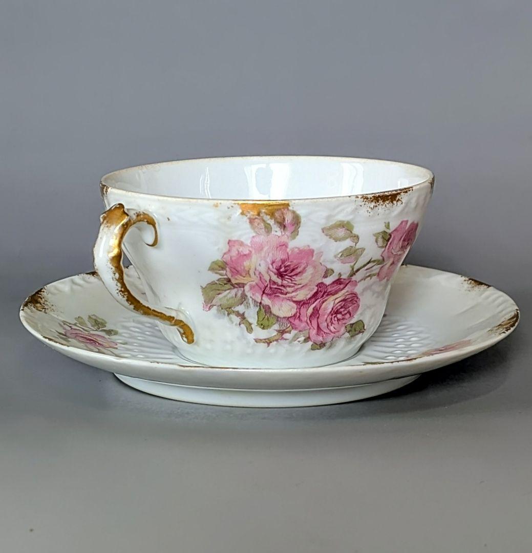 アビランド リモージュ　フランスアンティーク/薔薇暈し金彩/カップ&ソーサー