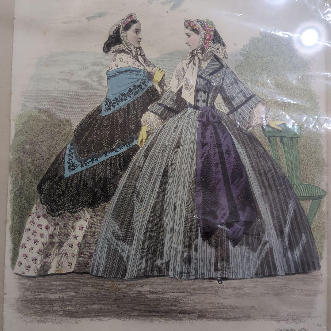 19世紀ファッションイラストセット　額入り