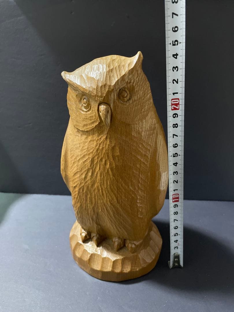 一刀彫　木彫り　梟（フクロウ）　彫刻　縁起物　 置物