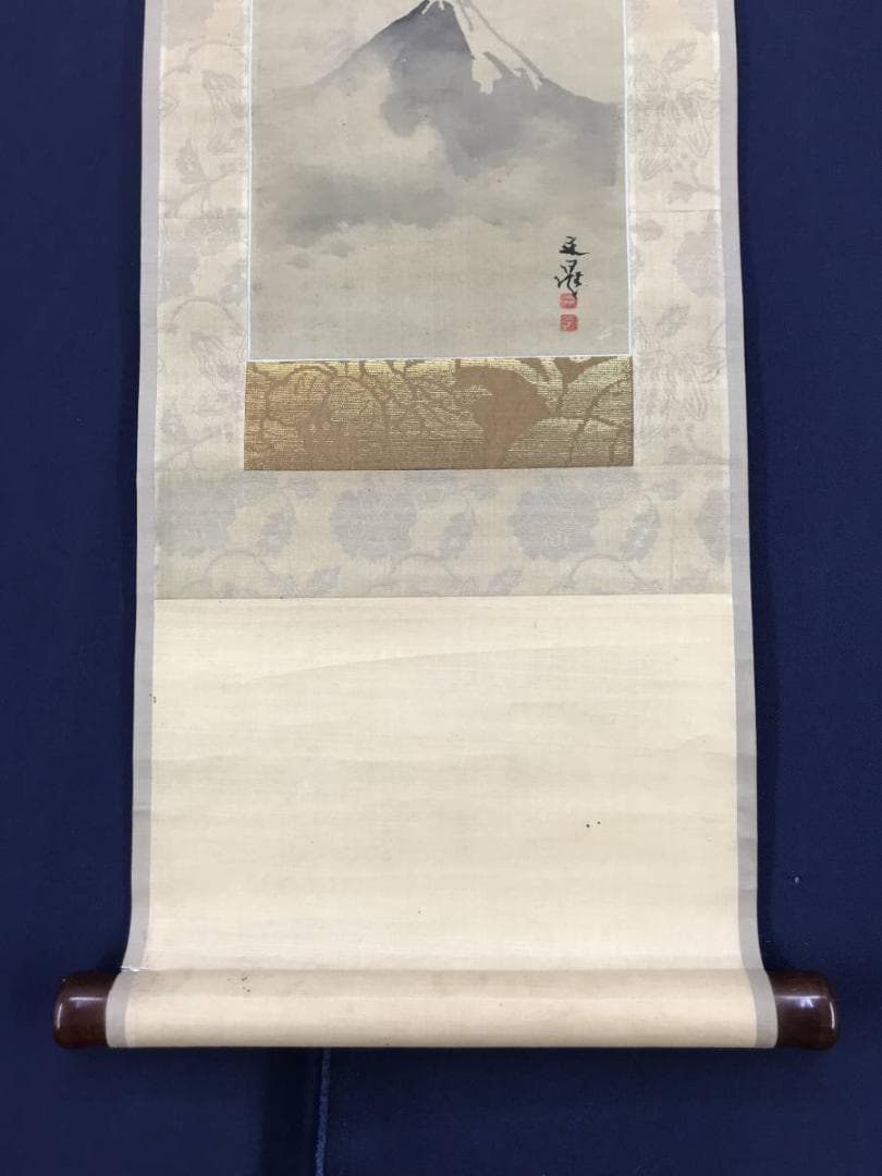 【模写】谷文晁/富士図/富士山図/富岳図/掛軸/名家伝来/AB-957