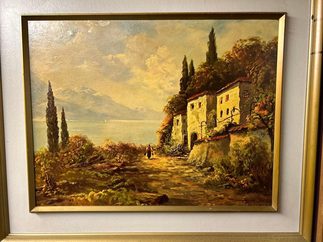 アンドレ.ベッツ　コモ湖畔風景複製画