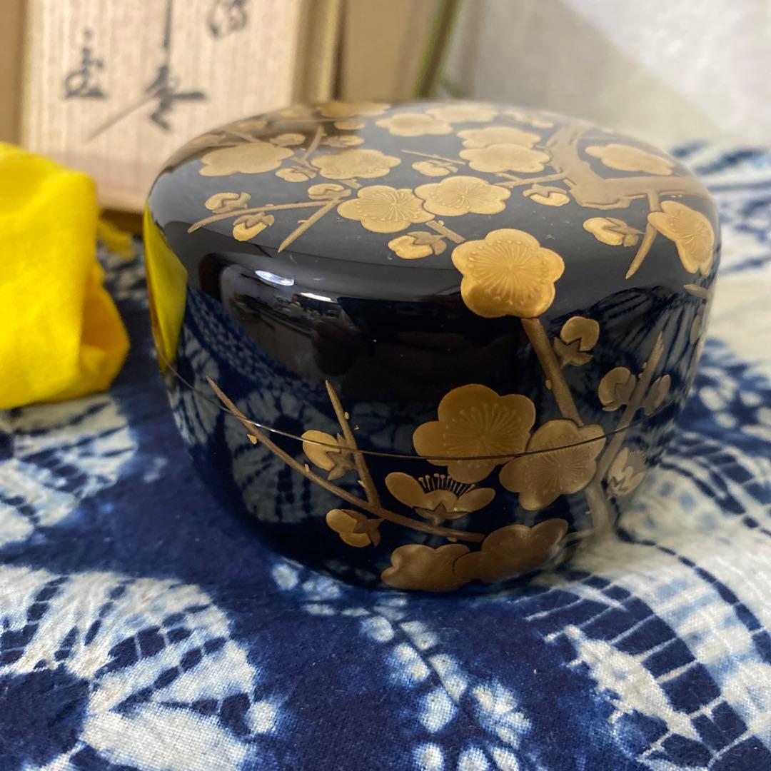 飯田光秋　梅蒔絵平棗　茶道具