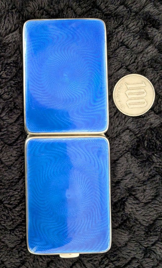 英国アンティーク スターリングシルバーギョーシェエナメル マッチケース