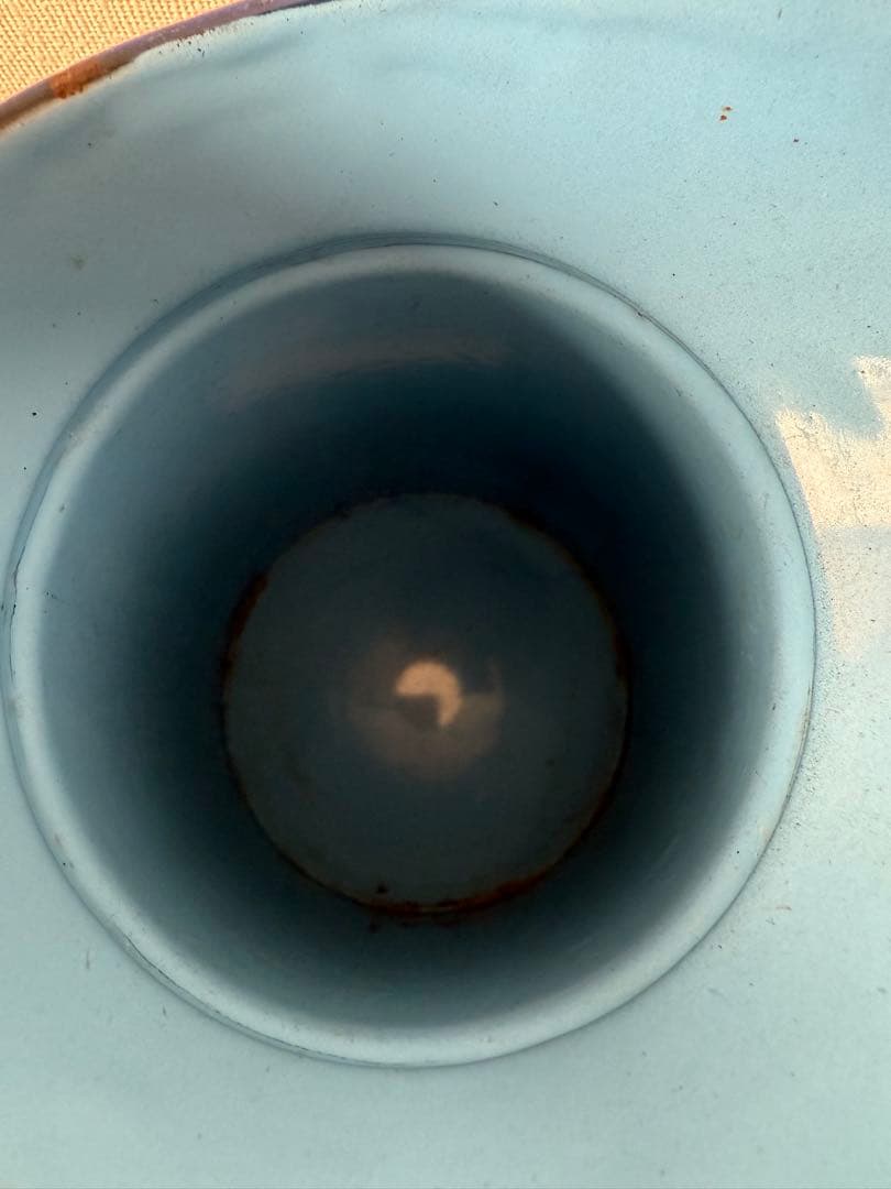 フランス　古道具　水差しピッチャー　ブルー　ホーロー