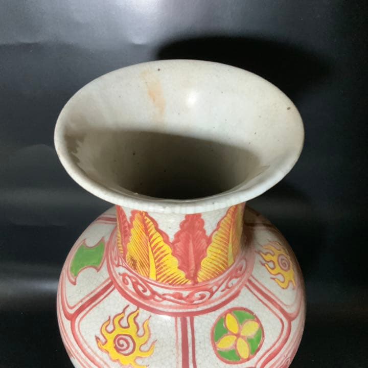 古玩赤絵花瓶・時代中国花器・粉彩色絵瓶・黄龍五爪・始皇帝・煎茶道具