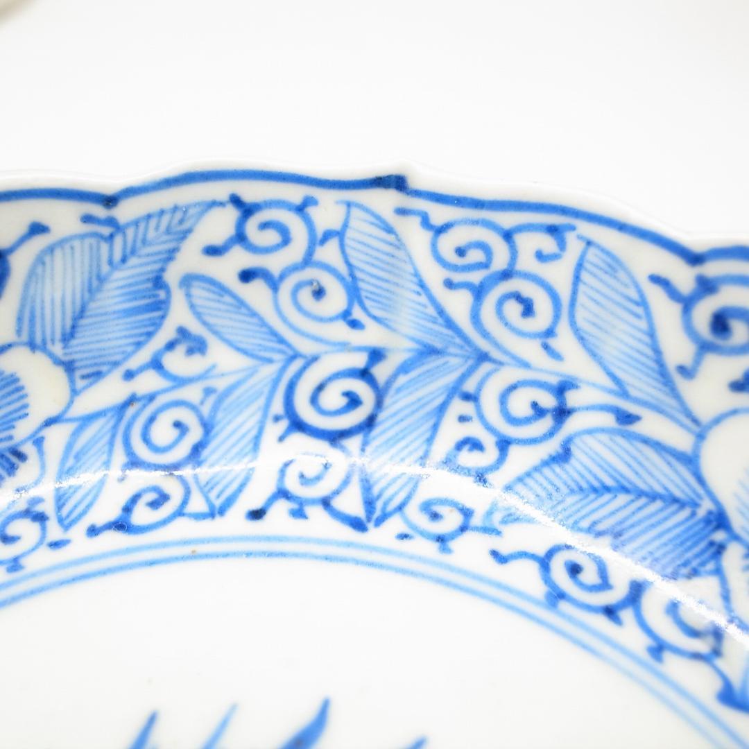 古伊万里　線画　パイナップル　なます皿　2枚