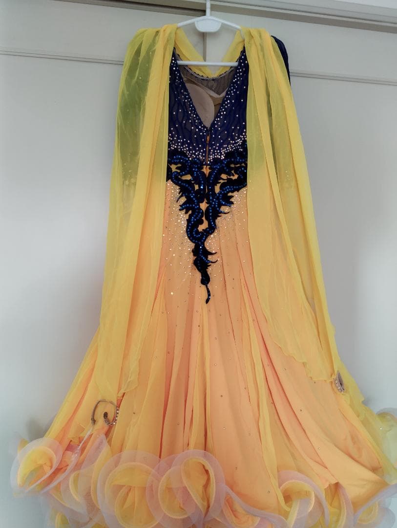 社交ダンスドレス 青と黄色