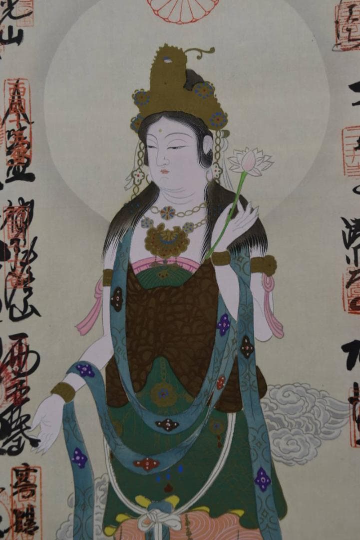 【真作】西国 三十三ヶ所霊場集印肉筆掛軸 /掛軸/名家伝来/AA-366