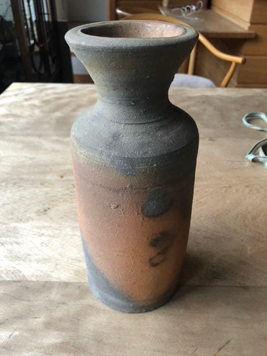 人間国宝藤原雄の備前焼花入れ