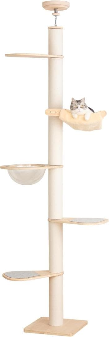 (中古) なになにLife キャットタワー 1本突っ張り (ホワイト)