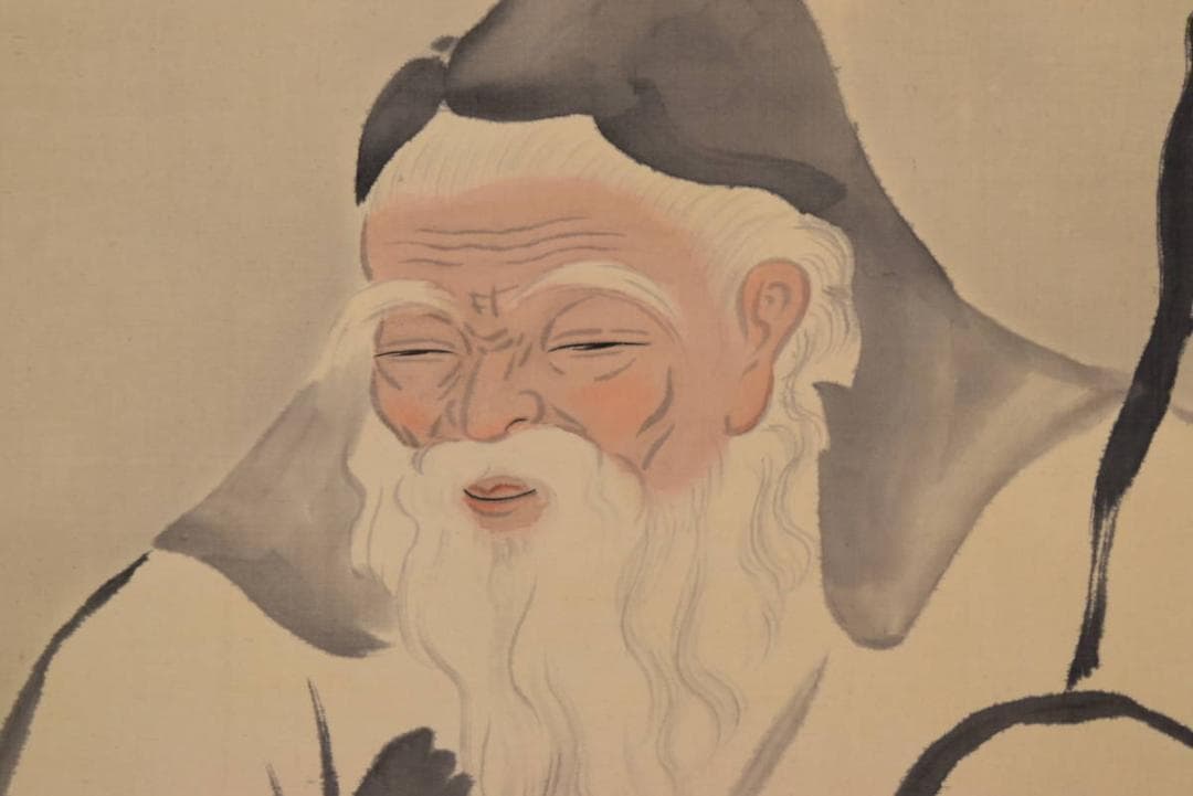 【真作】玉水/高士人物図/掛軸/名家伝来/AA-886