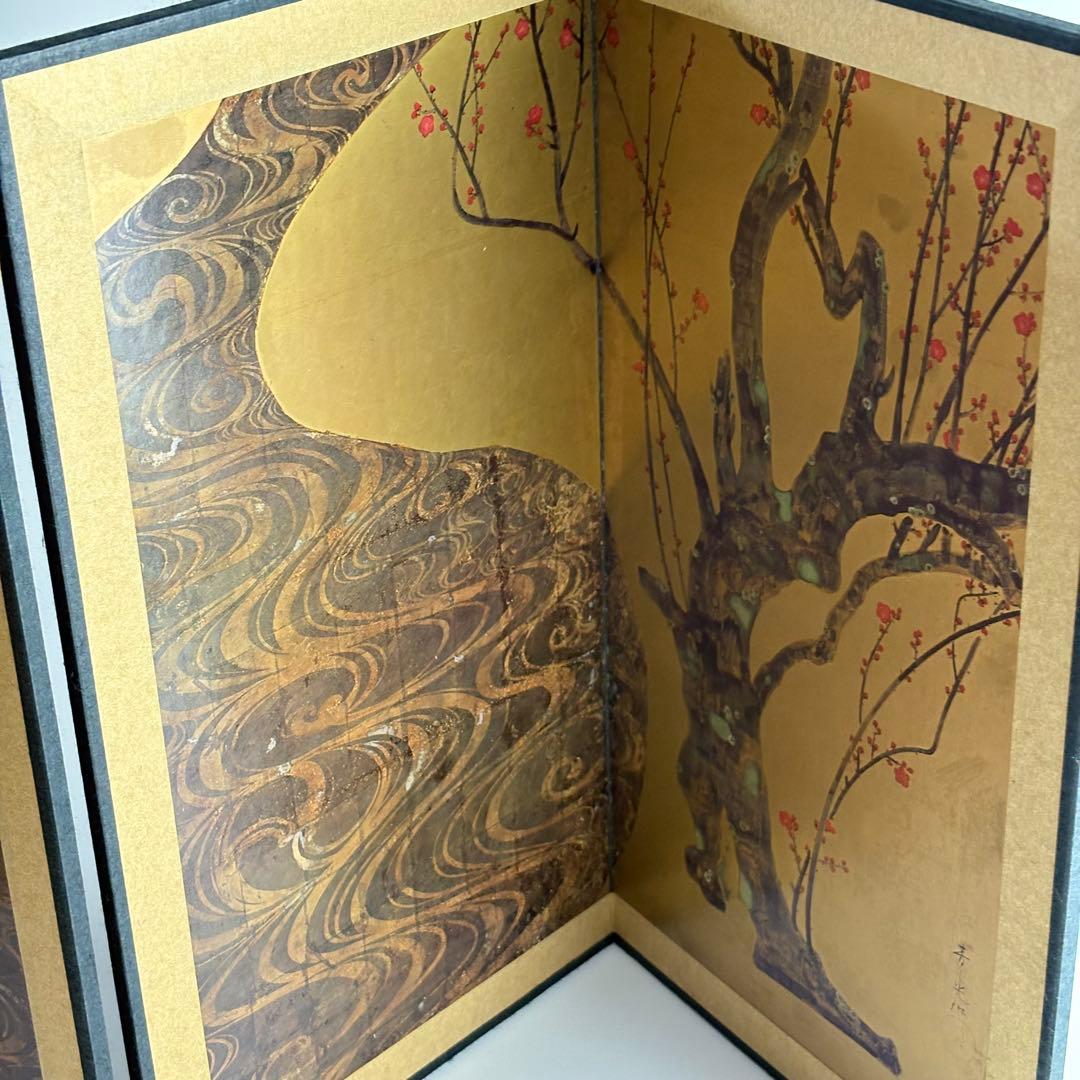 尾形光琳「国宝 紅白梅図屏風」二曲一隻 ミニ屏風 複製画 レプリカ