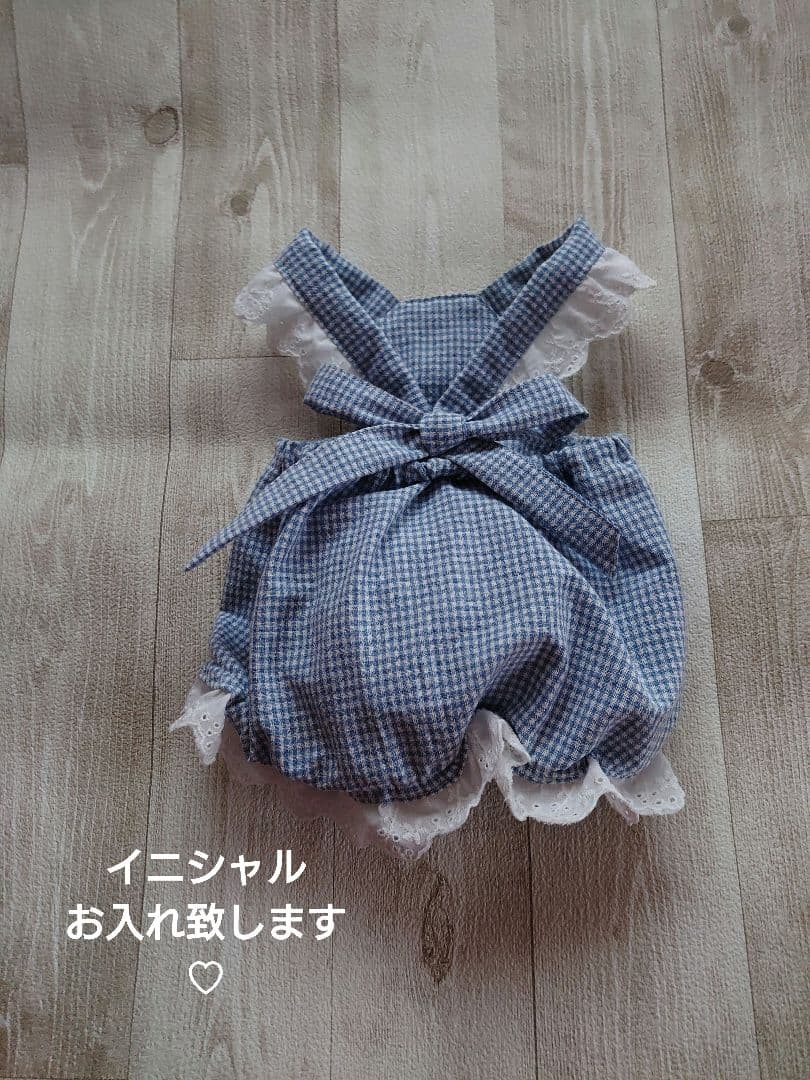 犬服 ハンドメイド ワンピース ギンガムブルー