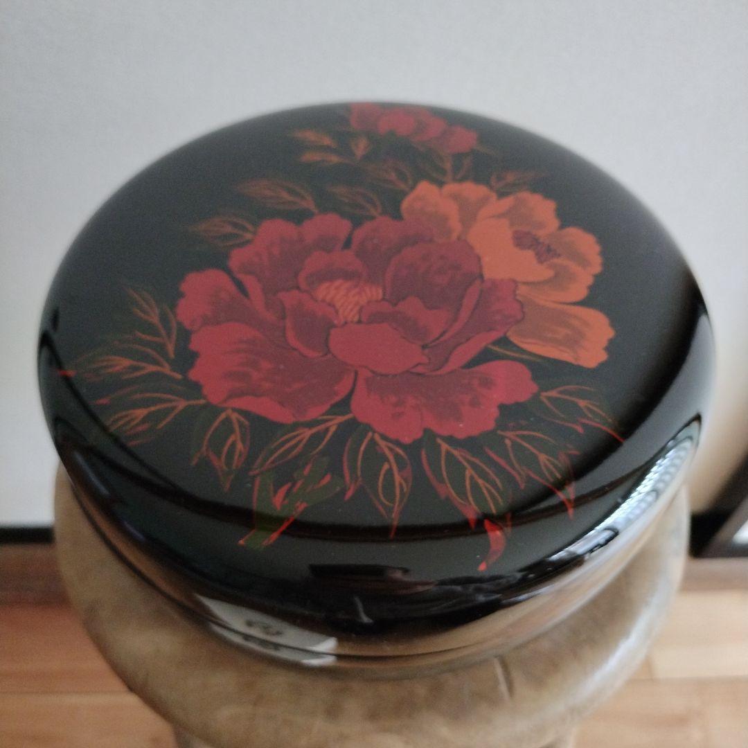 美品　漆器　八雲塗　菓子器　牡丹