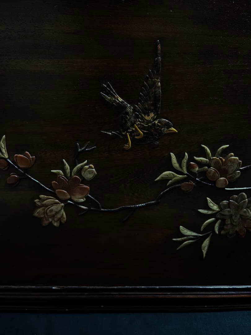 【お値下げ】中国　貴石貼　花鳥扁額