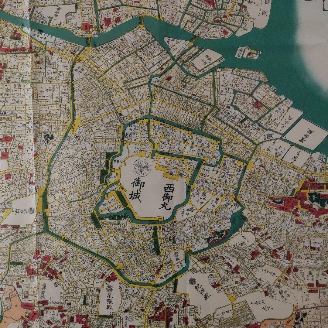 \"未使用\" 超大判色繪　安政六巳未年新刻『御江戸絵圖』、須原屋茂兵衛蔵板