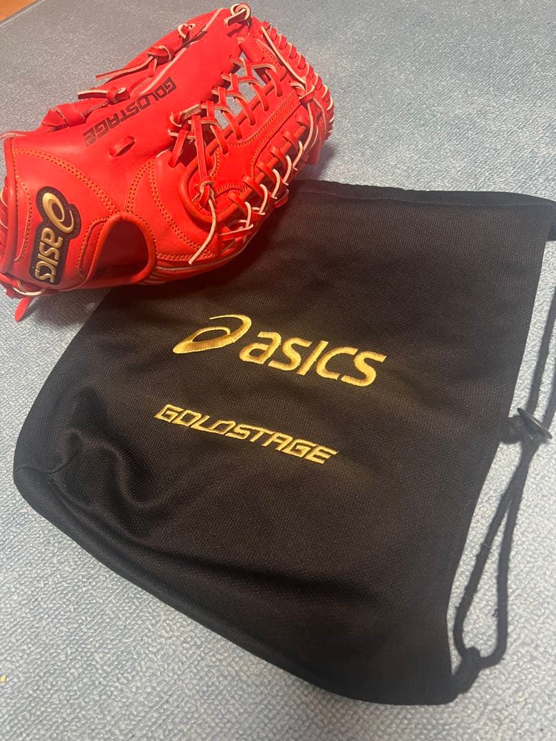 ASICS ゴールドステージ 軟式グローブ 左利き　外野手用　レッド