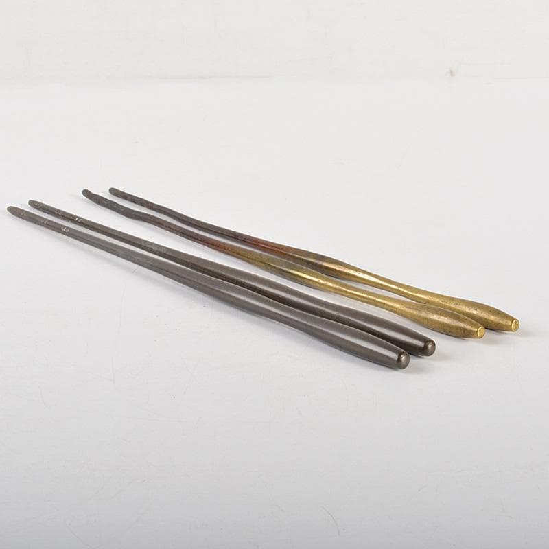 茶道具　銅製　火箸　風炉用　箱付　二点まとめて　C　6497