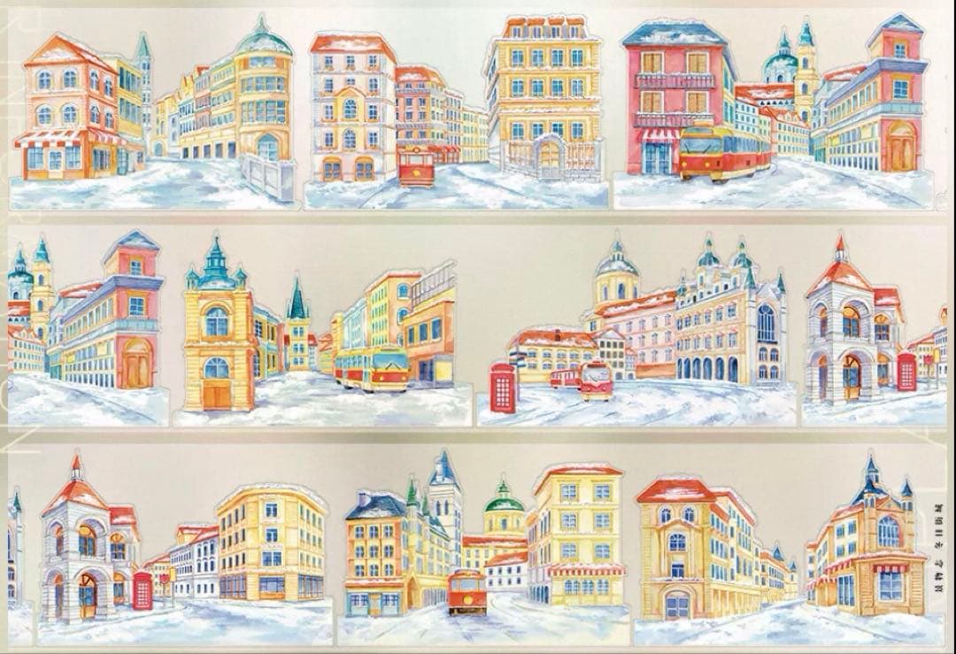 PET 冬日街城 ダイカット加工 8cm×5m 海外マスキングテープ